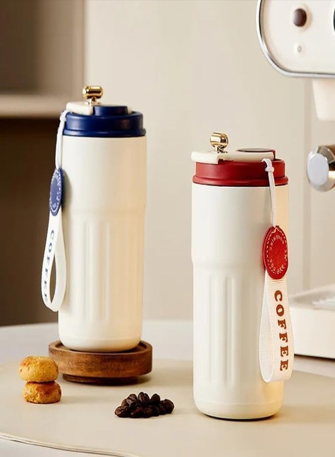 JUGTE Coffee Mug Cup Digital Display, Thermos Flasks, 460 ml, 316 Stainless Steel Travel Mug, Insulated Vacuum Thermal Mug, Leak-Proof Travel Mug with Lid for Coffee ((White Red) 1) - Image 4